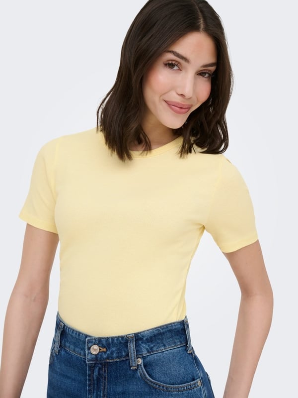 Jdy JDYLUCKY S/S O NECK TOP JRS NOOS Sarı Kadın T-Shirt