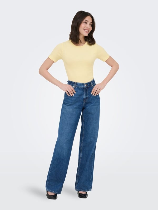 Jdy JDYLUCKY S/S O NECK TOP JRS NOOS Sarı Kadın T-Shirt