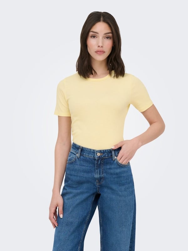 Jdy JDYLUCKY S/S O NECK TOP JRS NOOS Sarı Kadın T-Shirt