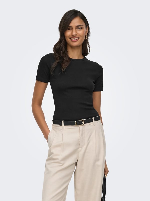 Jdy JDYLUCKY S/S O NECK TOP JRS NOOS Siyah Kadın T-Shirt