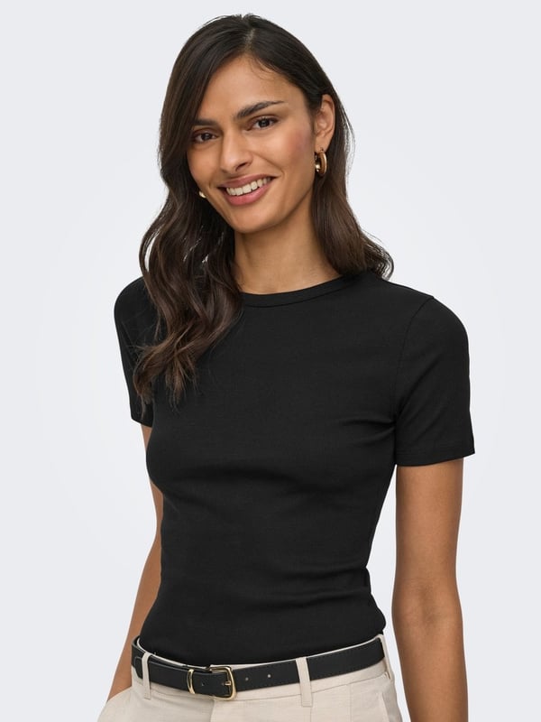Jdy JDYLUCKY S/S O NECK TOP JRS NOOS Siyah Kadın T-Shirt
