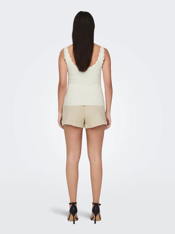 Jdy JDYNANNA S/L SCALLOP EDGE TOP KNT NOOS Beyaz Kadın Atlet