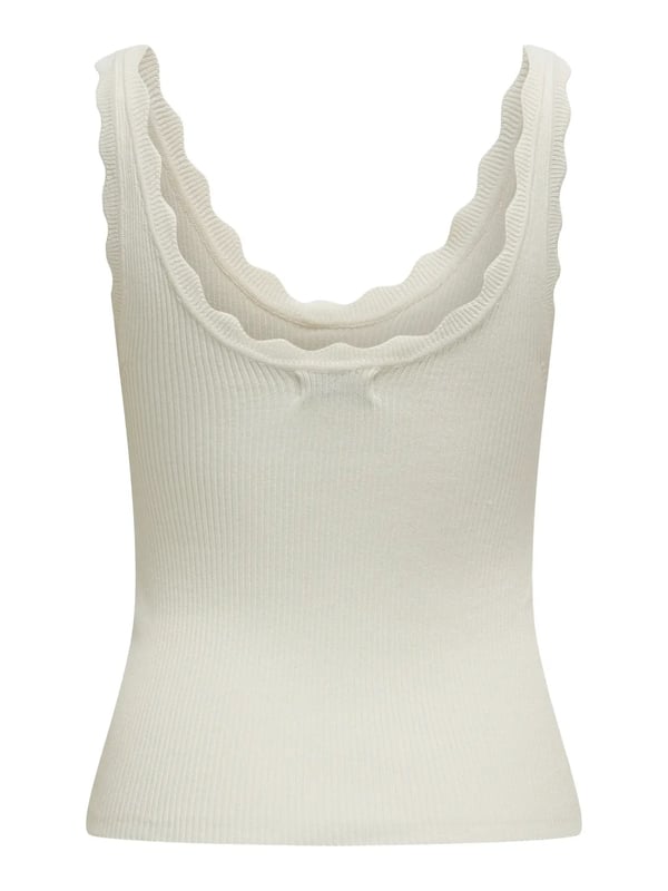 Jdy JDYNANNA S/L SCALLOP EDGE TOP KNT NOOS Beyaz Kadın Atlet