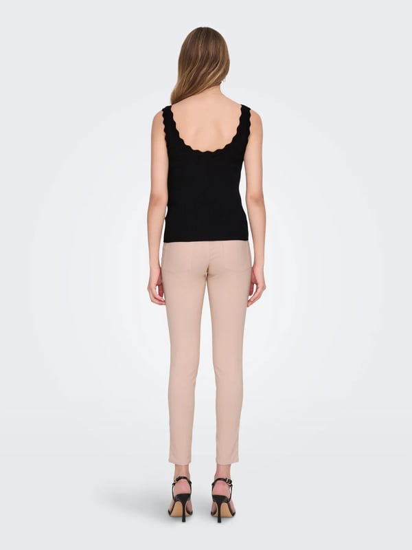 Jdy JDYNANNA S/L SCALLOP EDGE TOP KNT NOOS Siyah Kadın Atlet