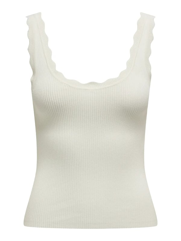 Jdy JDYNANNA S/L SCALLOP EDGE TOP KNT NOOS Beyaz Kadın Atlet