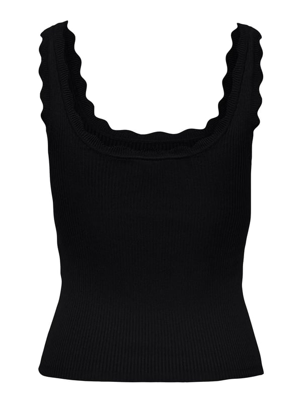 Jdy JDYNANNA S/L SCALLOP EDGE TOP KNT NOOS Siyah Kadın Atlet