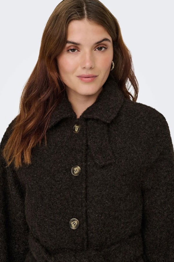 Jdy JDYNEVADA BOUCLE BELT COAT OTW HAB Kahverengi Kadın Ceket