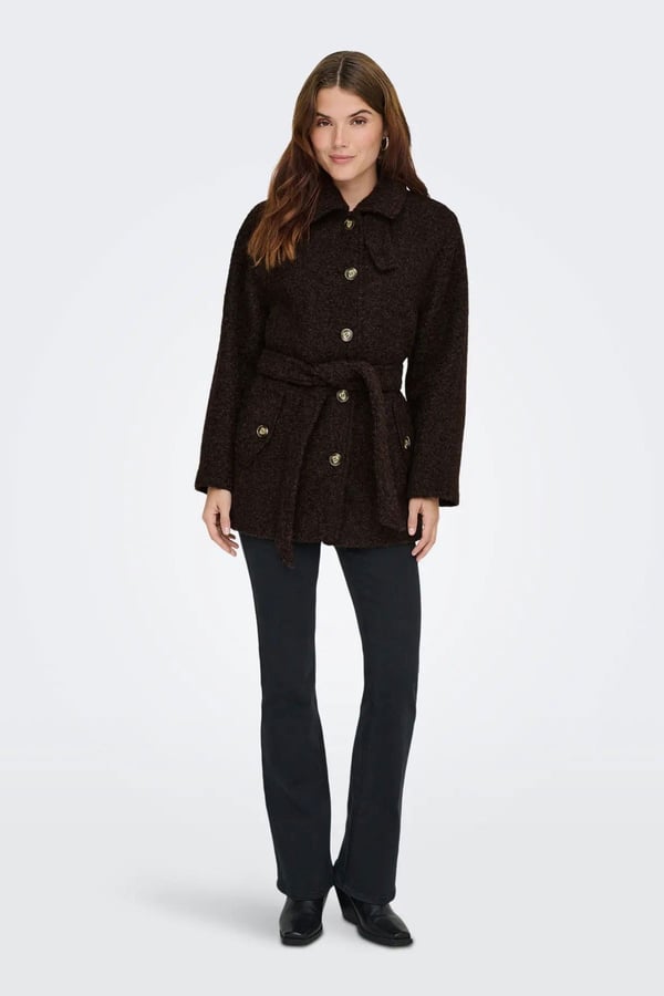 Jdy JDYNEVADA BOUCLE BELT COAT OTW HAB Kahverengi Kadın Ceket