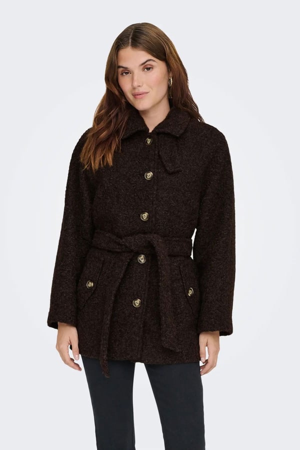 Jdy JDYNEVADA BOUCLE BELT COAT OTW HAB Kahverengi Kadın Ceket