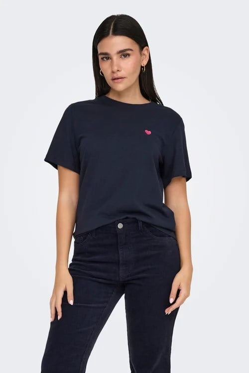 Jdy JDYPISA S/S PRINT TOP JRS NOOS Lacivert Kadın T-Shirt