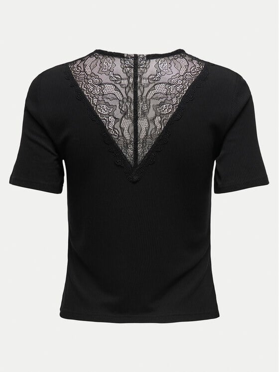Jdy JDYROXY S/S LACE TOP JRS Siyah Kadın T-Shirt