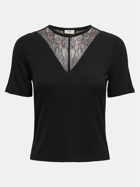 Jdy JDYROXY S/S LACE TOP JRS Siyah Kadın T-Shirt