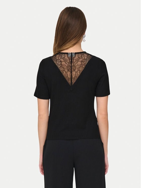Jdy JDYROXY S/S LACE TOP JRS Siyah Kadın T-Shirt