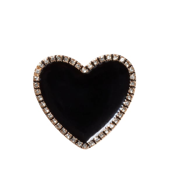 Jibbitz Black Heart with Gold Outline Siyah Terlik & Çanta Süsü