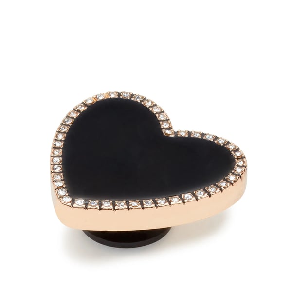 Jibbitz Black Heart with Gold Outline Siyah Terlik & Çanta Süsü
