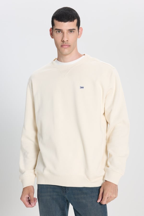 Lee Bisiklet Yaka Sweatshirt Beyaz Erkek Sweatshirt