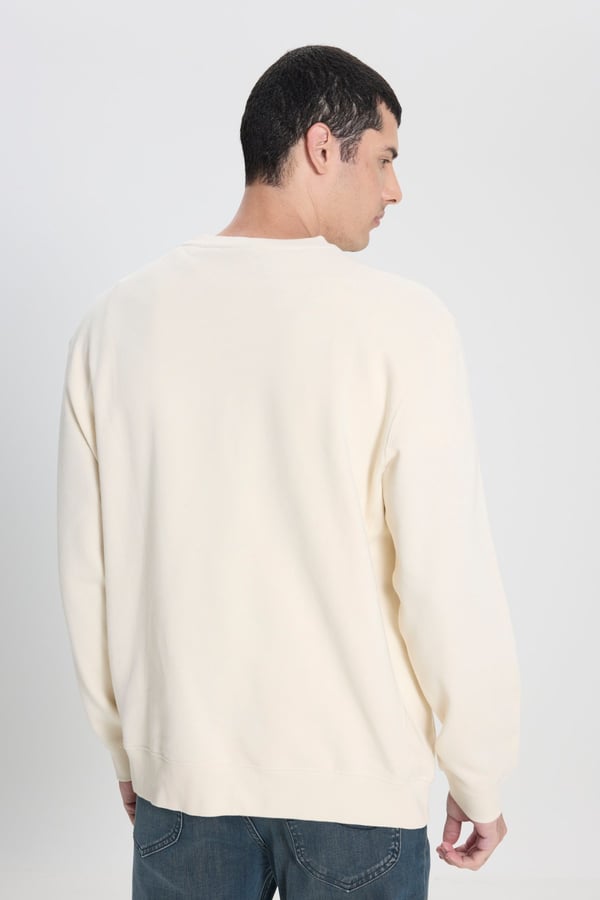 Lee Bisiklet Yaka Sweatshirt Beyaz Erkek Sweatshirt