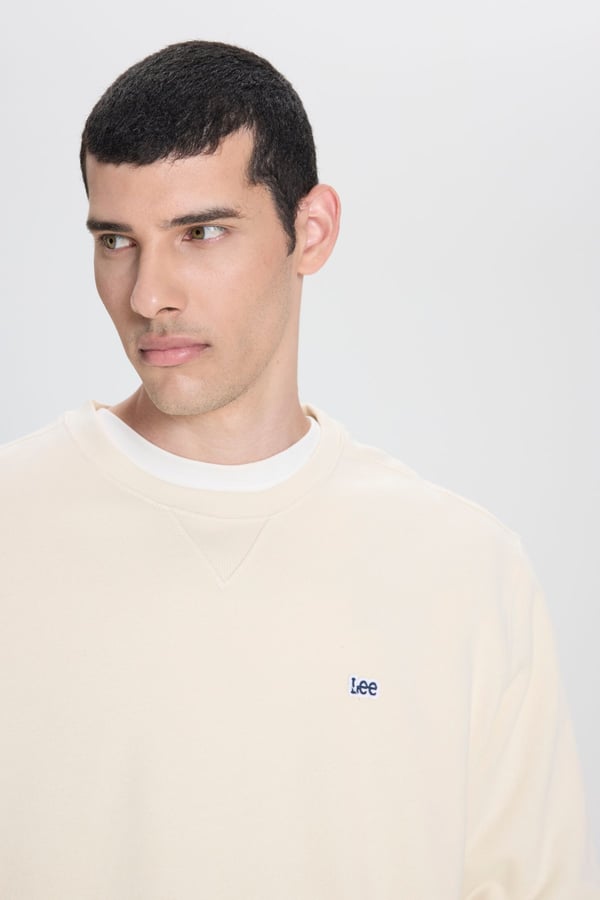Lee Bisiklet Yaka Sweatshirt Beyaz Erkek Sweatshirt