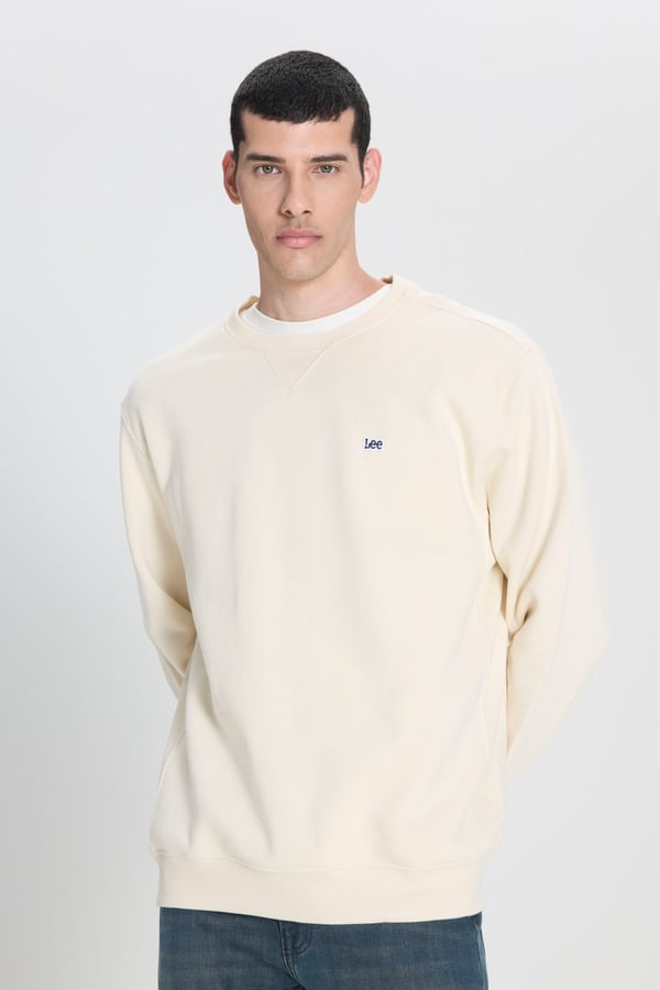 Lee Bisiklet Yaka Sweatshirt Beyaz Erkek Sweatshirt