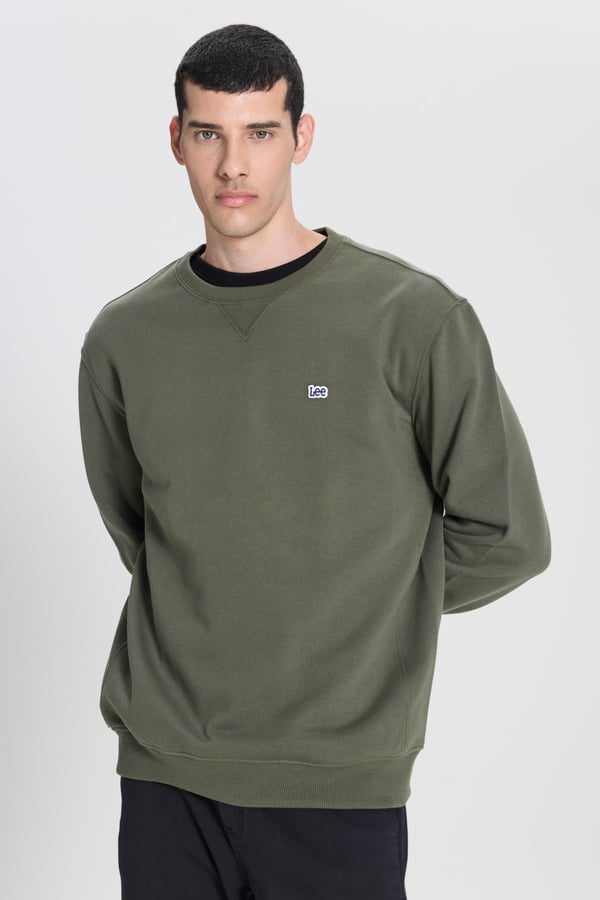 Lee Bisiklet Yaka Sweatshirt Haki Erkek Sweatshirt