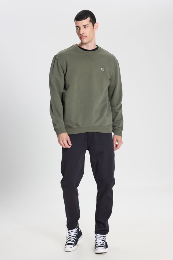 Lee Bisiklet Yaka Sweatshirt Haki Erkek Sweatshirt