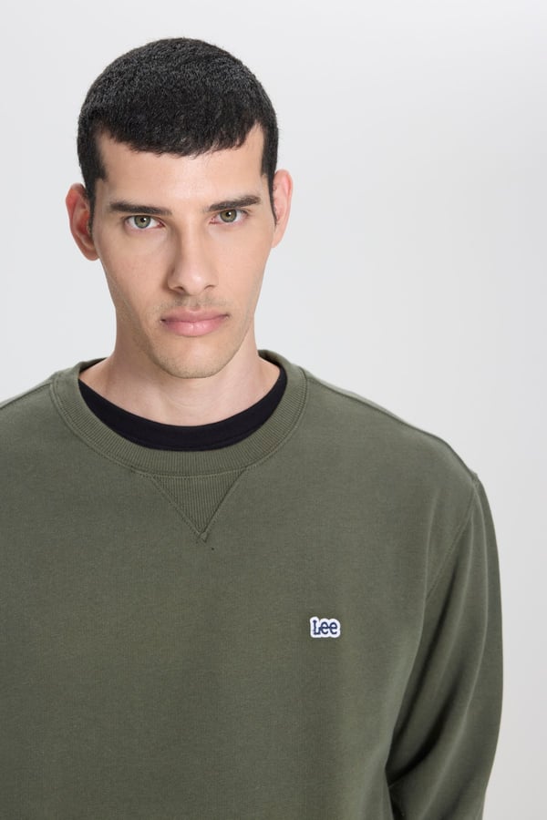 Lee Bisiklet Yaka Sweatshirt Haki Erkek Sweatshirt