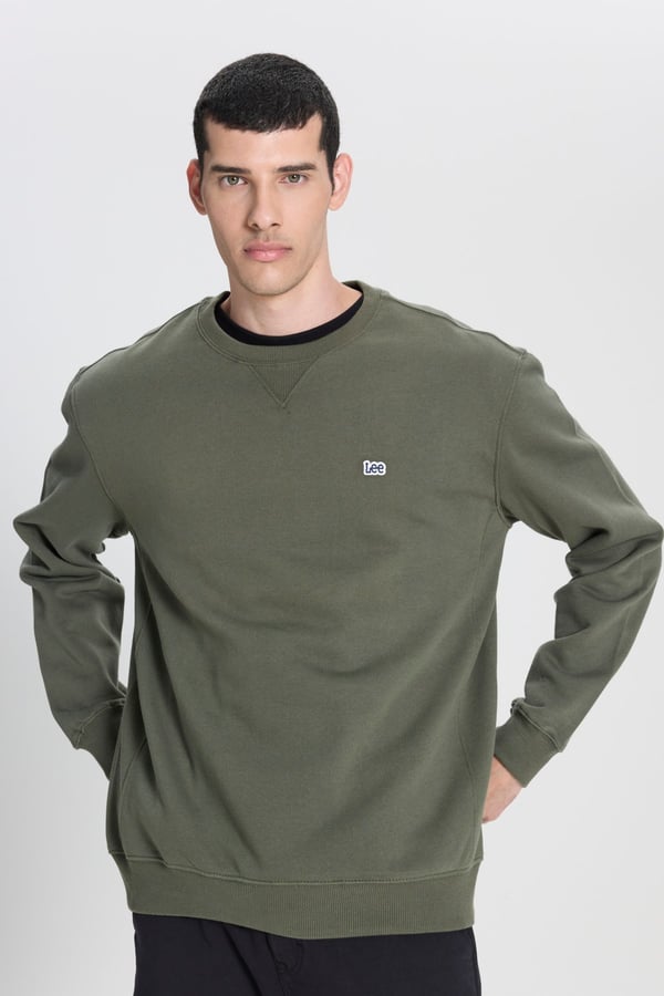 Lee Bisiklet Yaka Sweatshirt Haki Erkek Sweatshirt