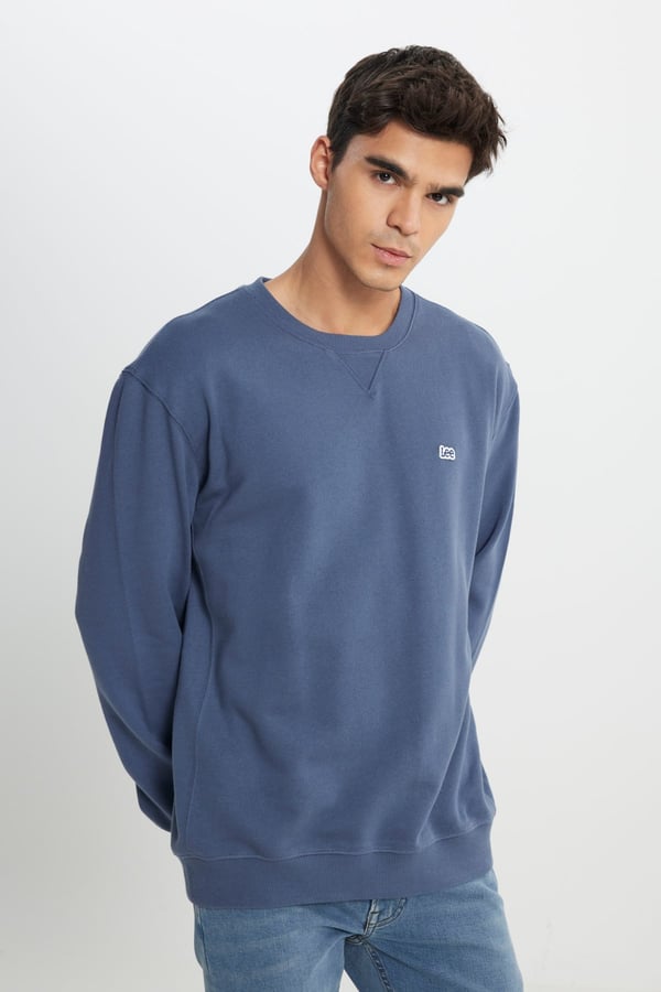 Lee Bisiklet Yaka Sweatshirt Mavi Erkek Sweatshirt