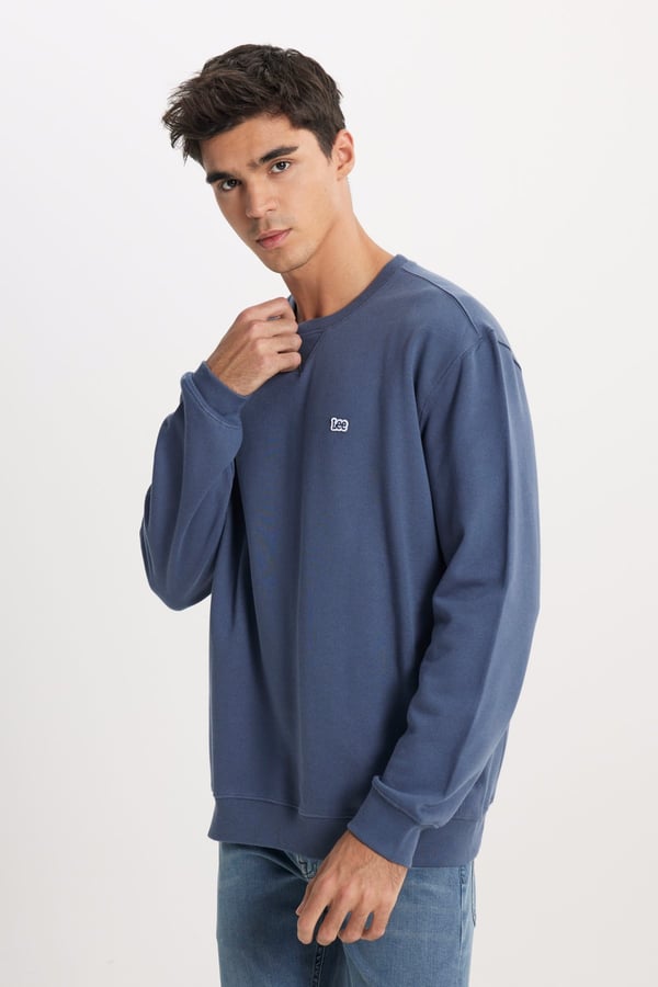 Lee Bisiklet Yaka Sweatshirt Mavi Erkek Sweatshirt