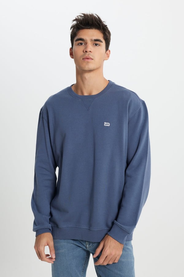 Lee Bisiklet Yaka Sweatshirt Mavi Erkek Sweatshirt