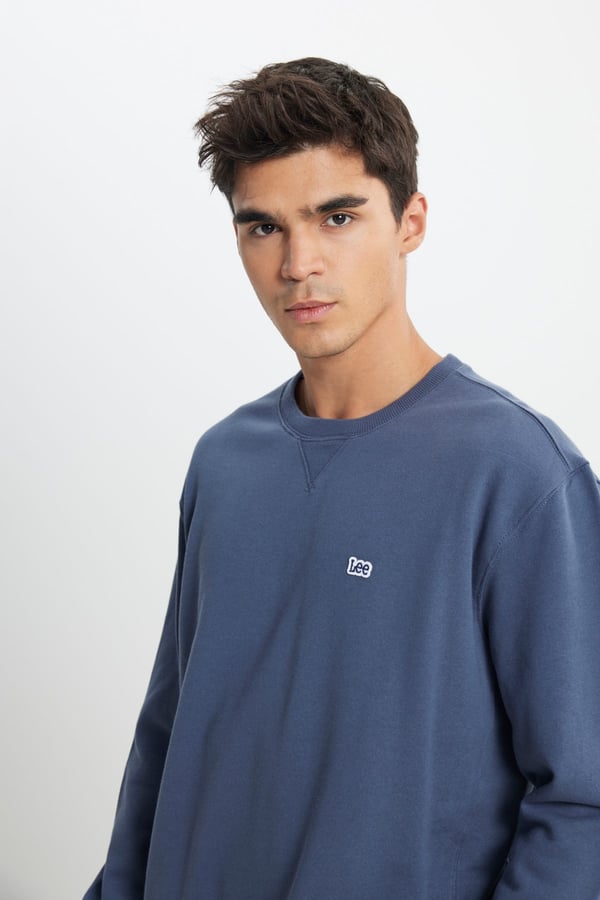 Lee Bisiklet Yaka Sweatshirt Mavi Erkek Sweatshirt