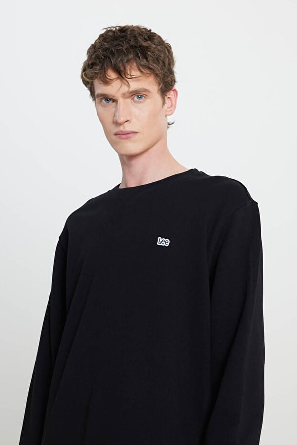 Lee Bisiklet Yaka Sweatshirt Siyah Erkek Sweatshirt