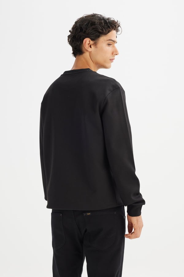 Lee Bisiklet Yaka Sweatshirt Siyah Erkek Sweatshirt