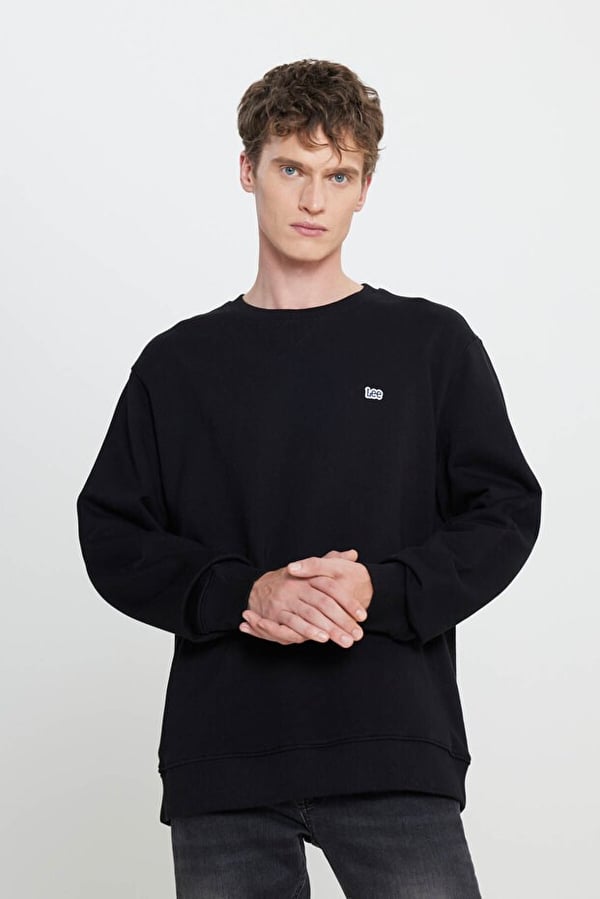 Lee Bisiklet Yaka Sweatshirt Siyah Erkek Sweatshirt