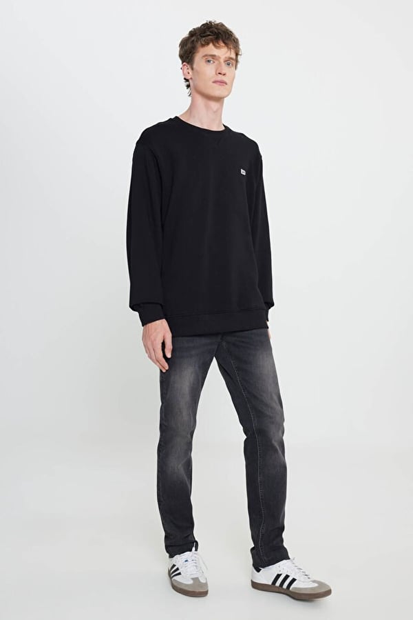 Lee Bisiklet Yaka Sweatshirt Siyah Erkek Sweatshirt