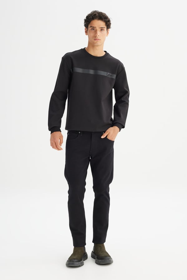 Lee Bisiklet Yaka Sweatshirt Siyah Erkek Sweatshirt