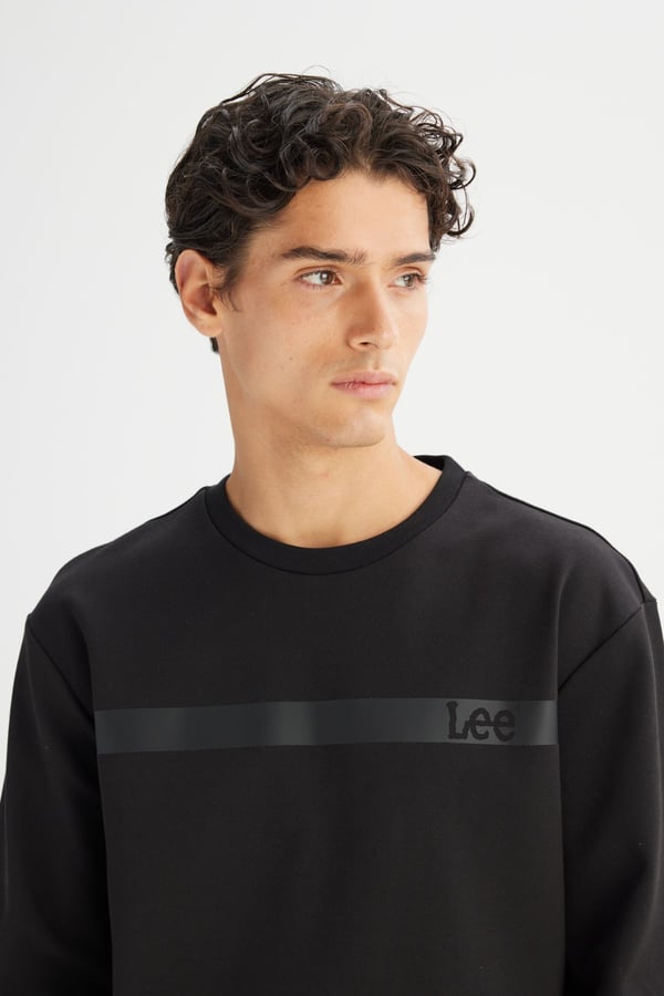 Lee Bisiklet Yaka Sweatshirt Siyah Erkek Sweatshirt