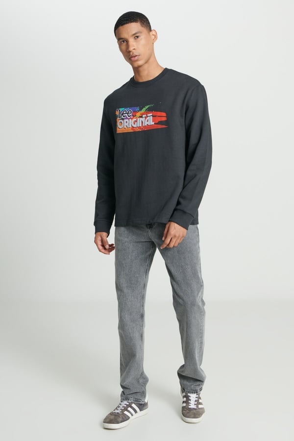 Lee Bisiklet Yaka Sweatshirt Siyah Erkek Sweatshirt
