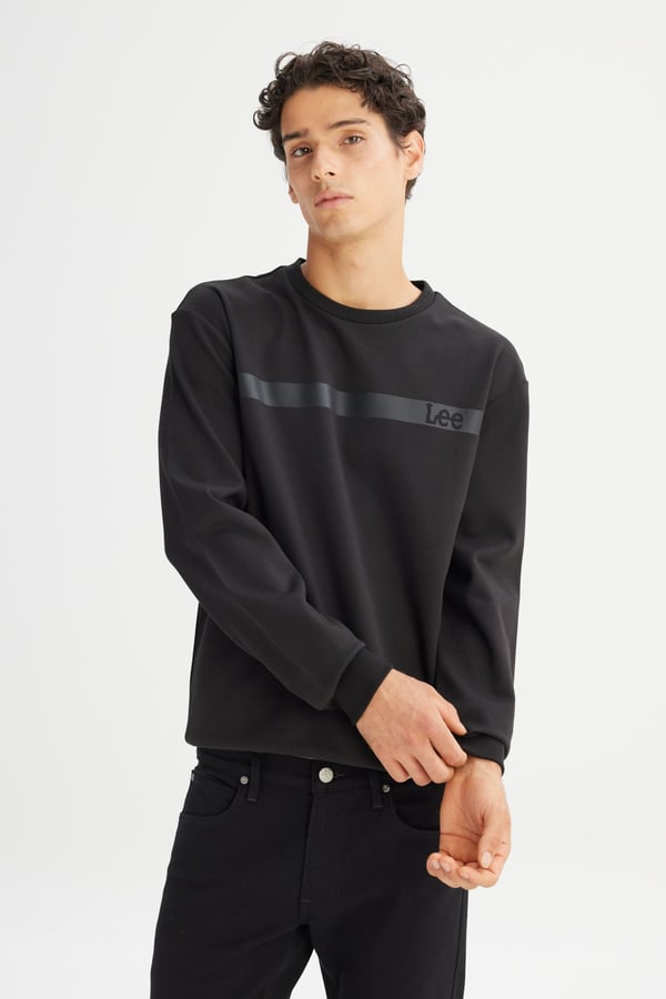 Lee Bisiklet Yaka Sweatshirt Siyah Erkek Sweatshirt