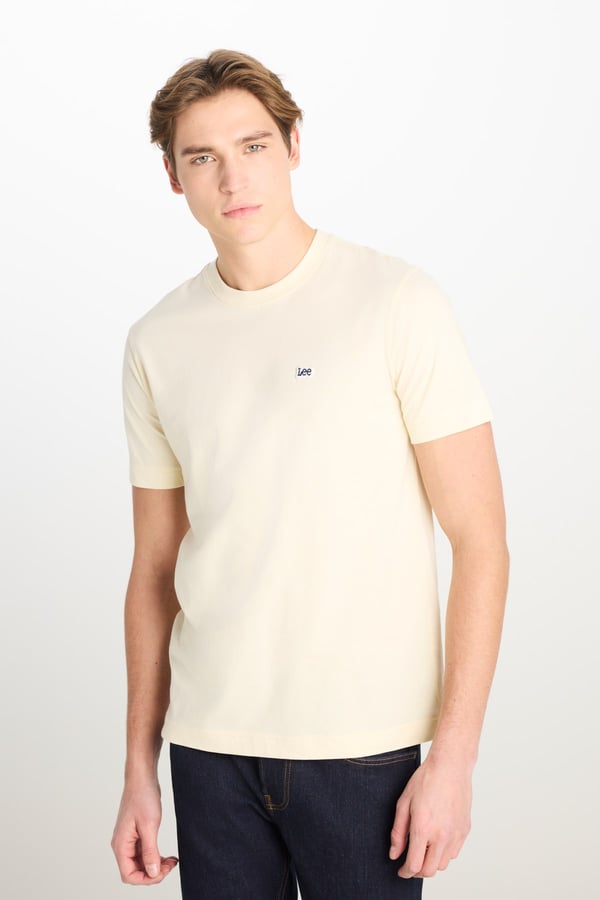 Lee Bisiklet Yaka T-shirt Beyaz Erkek T-Shirt