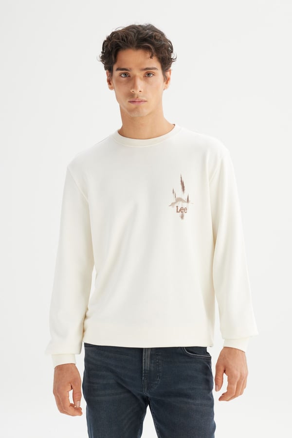 Lee Erkek Baskılı Sweatshirt Bej Erkek Sweatshirt