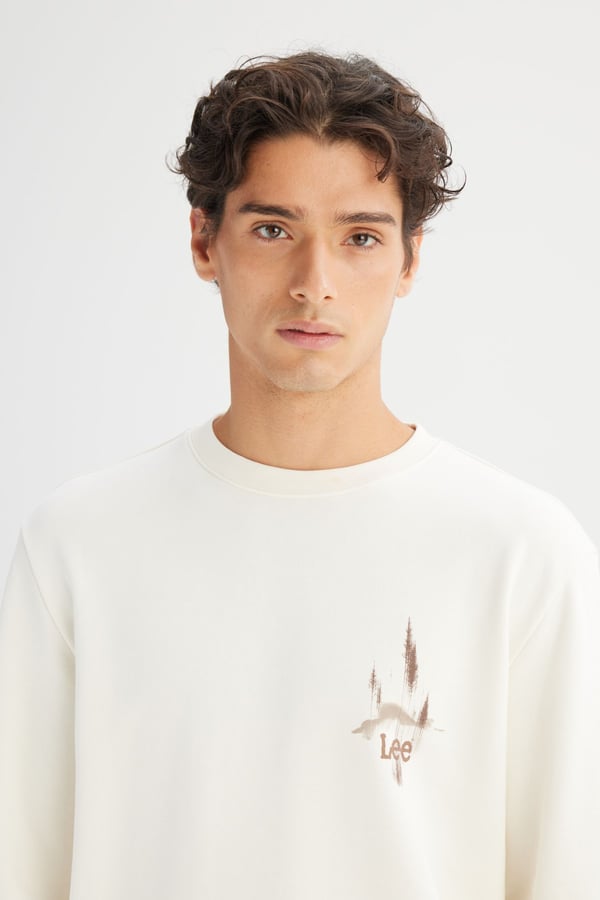 Lee Erkek Baskılı Sweatshirt Bej Erkek Sweatshirt