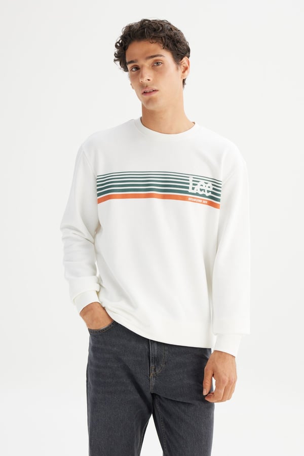 Lee Erkek Baskılı Sweatshirt Beyaz Erkek Sweatshirt