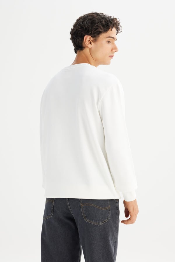 Lee Erkek Baskılı Sweatshirt Beyaz Erkek Sweatshirt