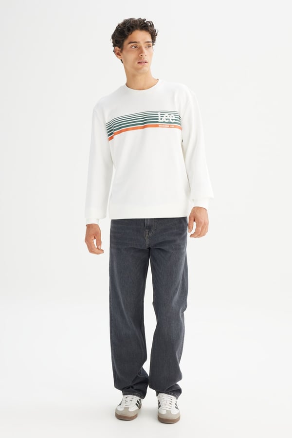 Lee Erkek Baskılı Sweatshirt Beyaz Erkek Sweatshirt