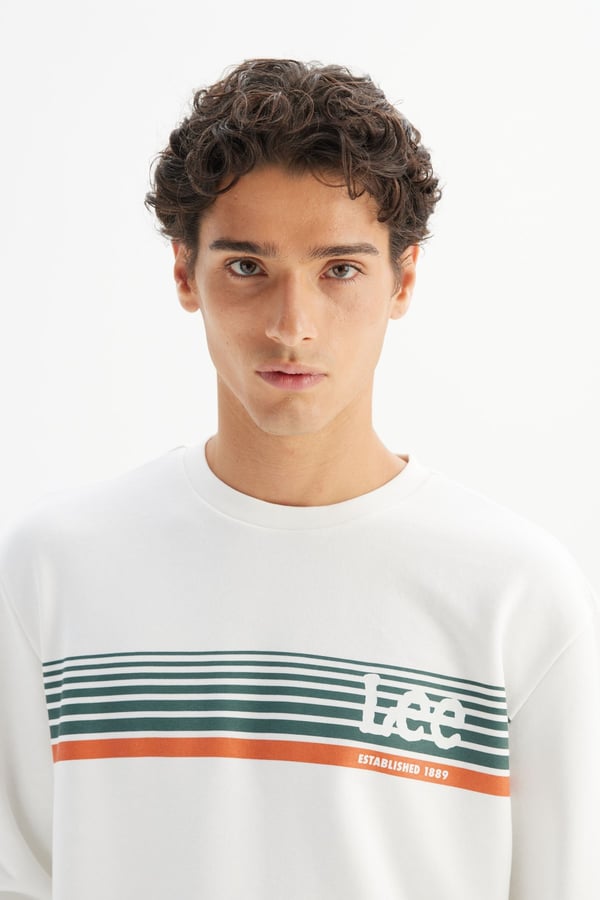 Lee Erkek Baskılı Sweatshirt Beyaz Erkek Sweatshirt