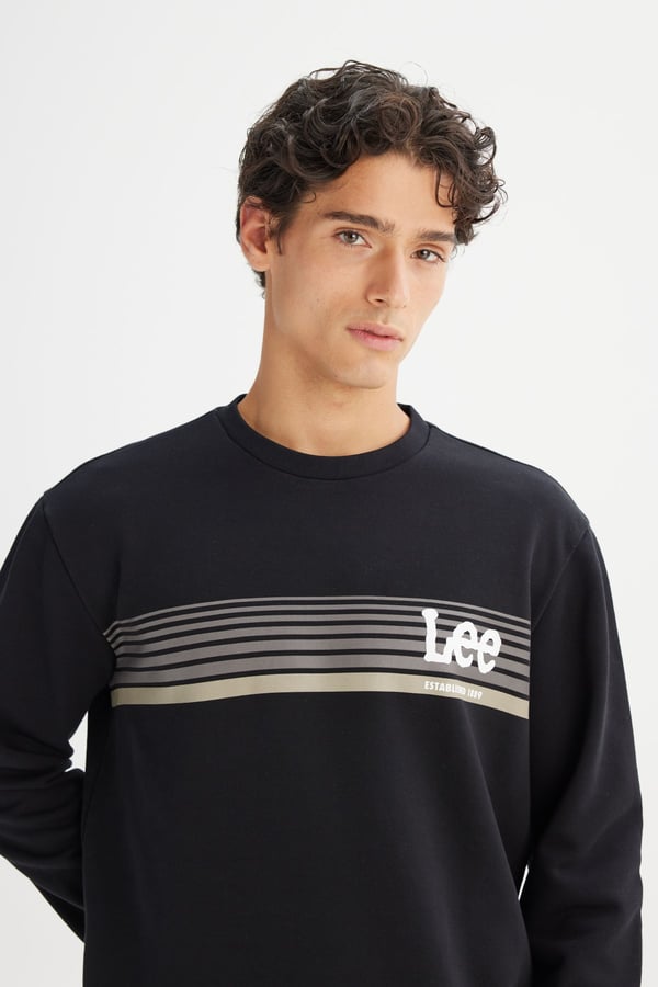Lee Erkek Baskılı Sweatshirt Siyah Erkek Sweatshirt