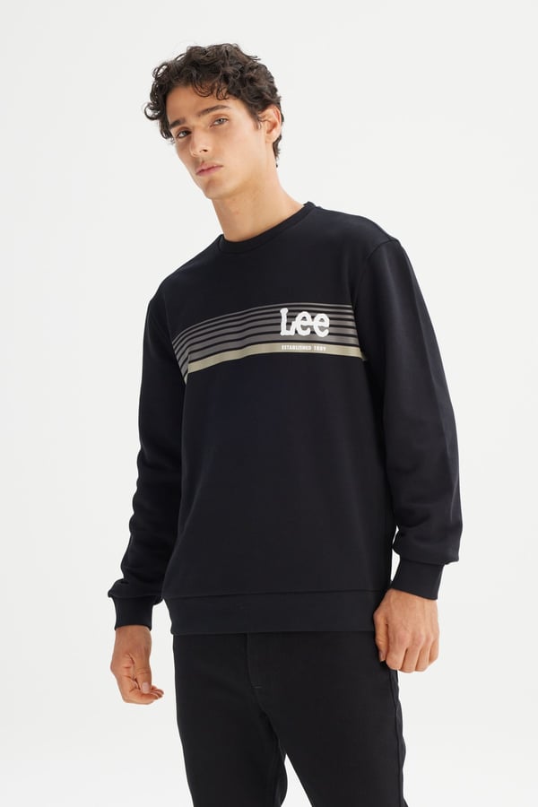 Lee Erkek Baskılı Sweatshirt Siyah Erkek Sweatshirt