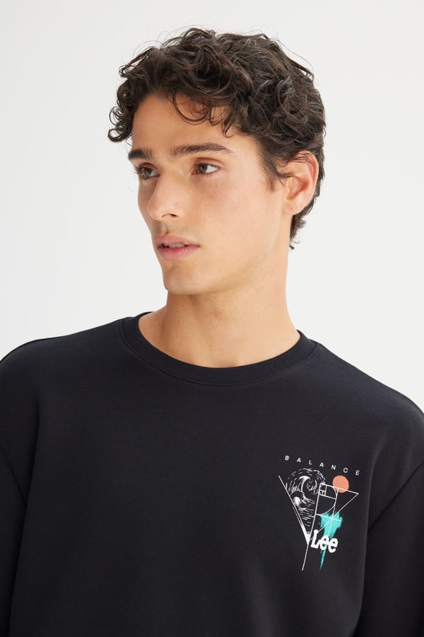 Lee Erkek Baskılı Sweatshirt Siyah Erkek Sweatshirt