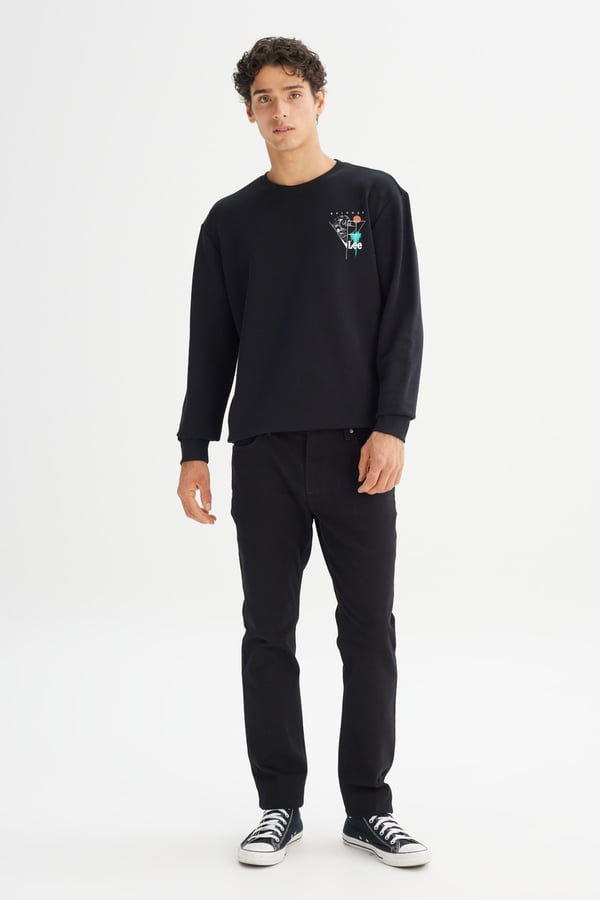 Lee Erkek Baskılı Sweatshirt Siyah Erkek Sweatshirt